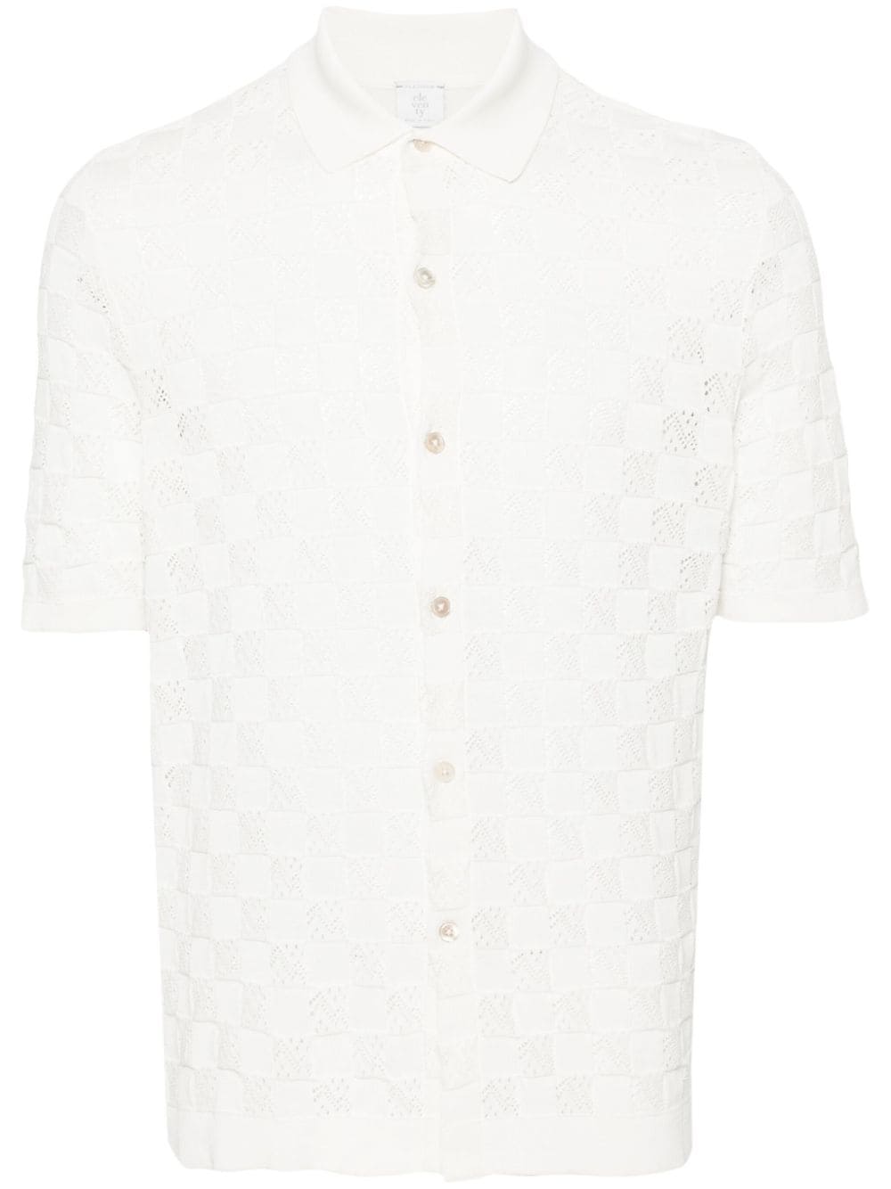 Eleventy chess-intarsia knitted shirt - White von Eleventy