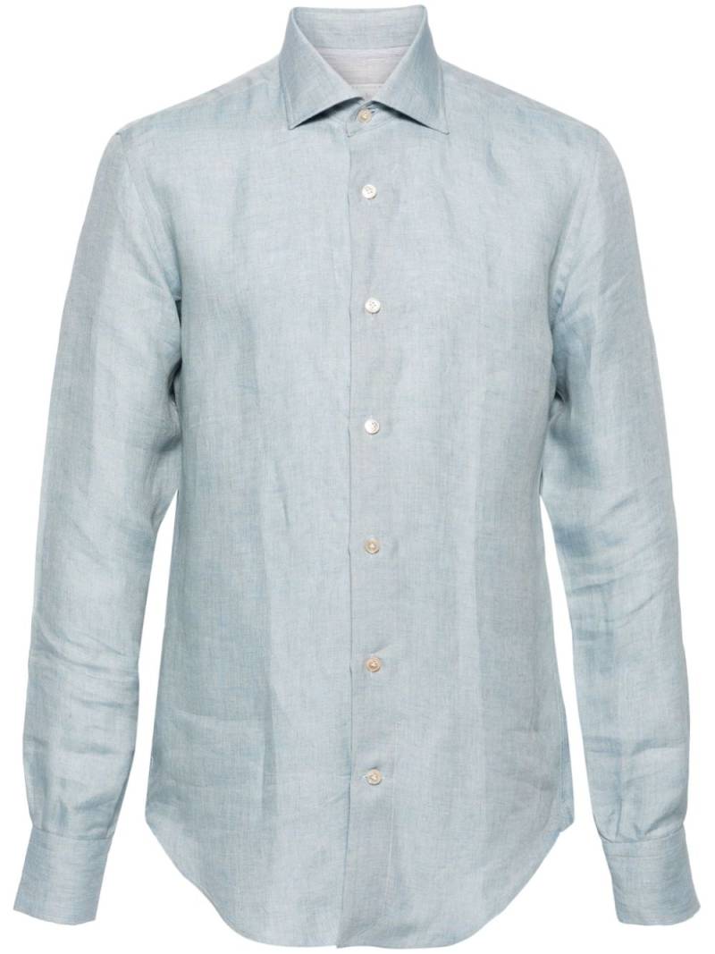 Eleventy cutaway-collar linen shirt - Blue von Eleventy