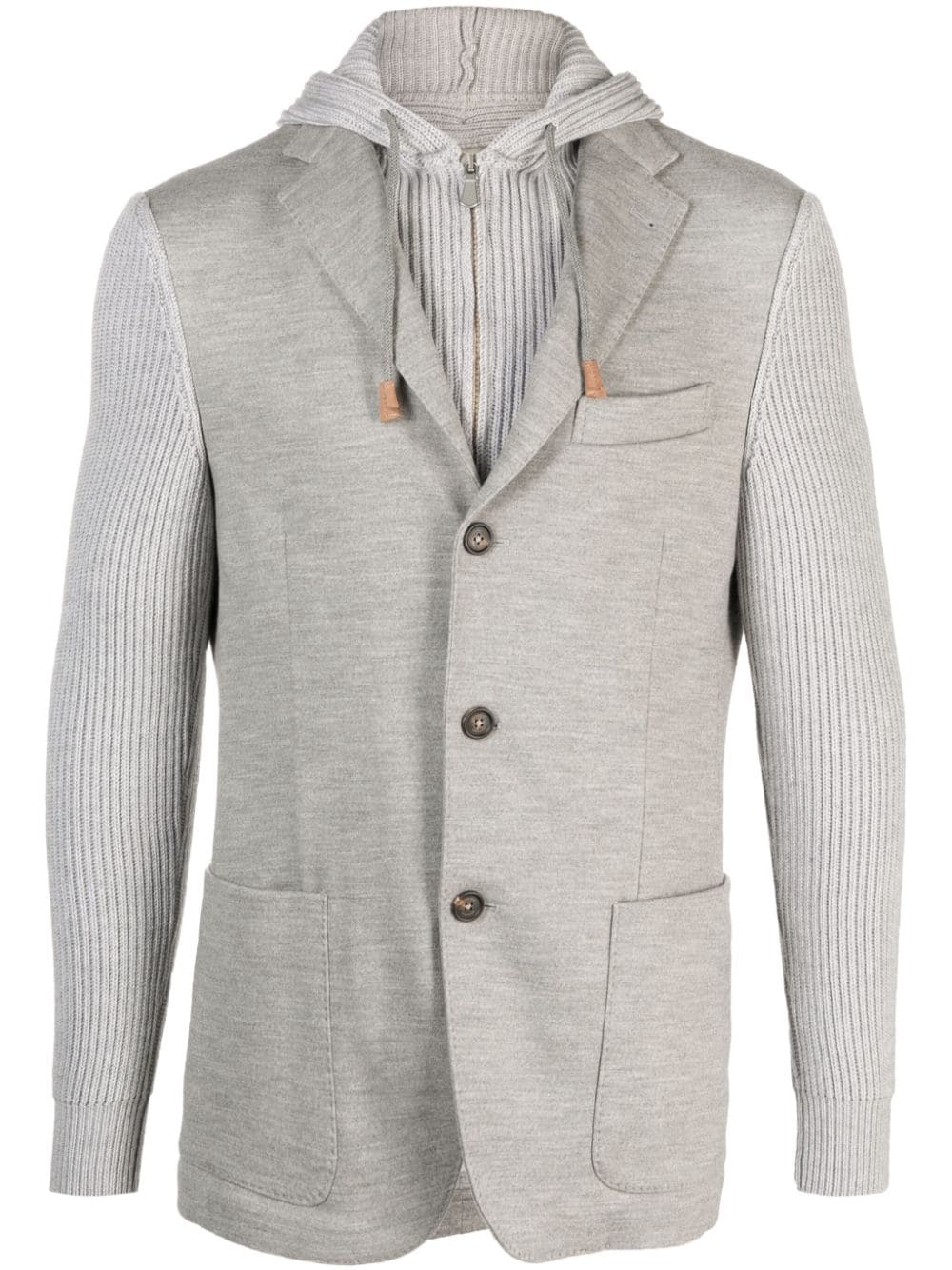 Eleventy detachable-hood esingle-breasted blazer - Grey von Eleventy