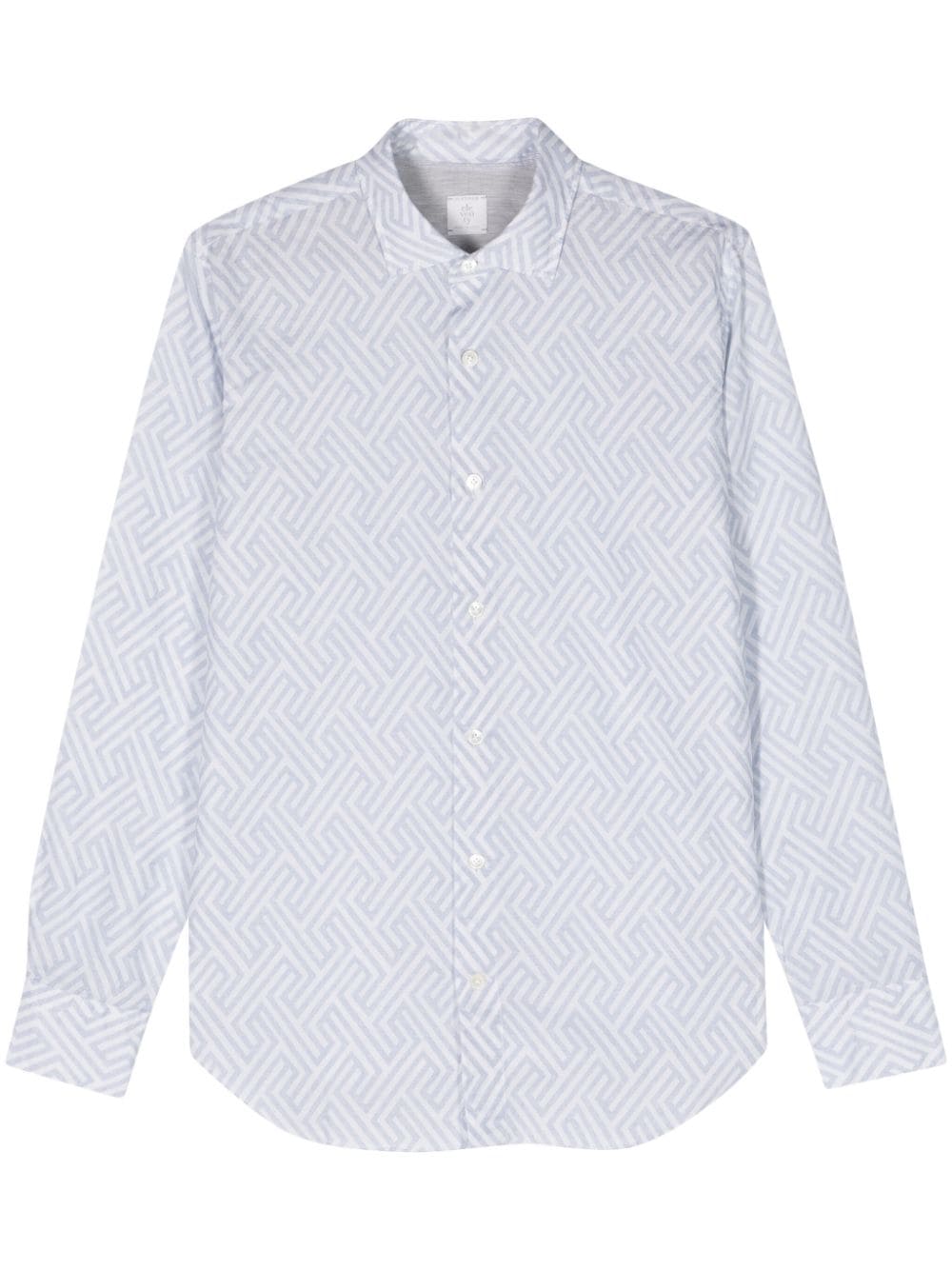 Eleventy geometric-print button-up shirt - Blue von Eleventy