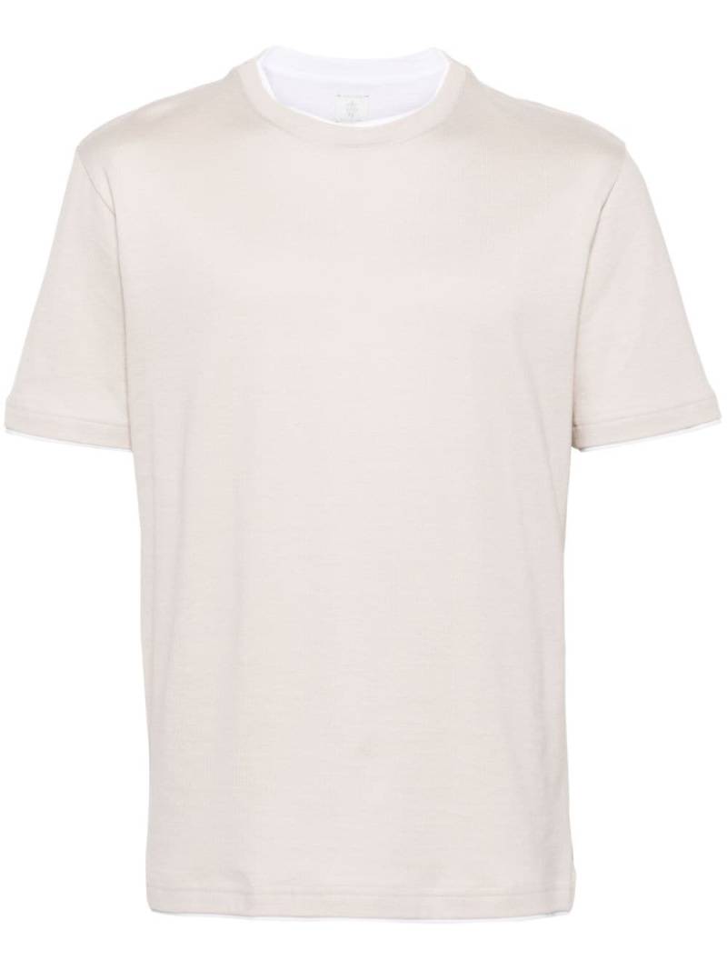 Eleventy layered cotton T-shirt - Neutrals von Eleventy