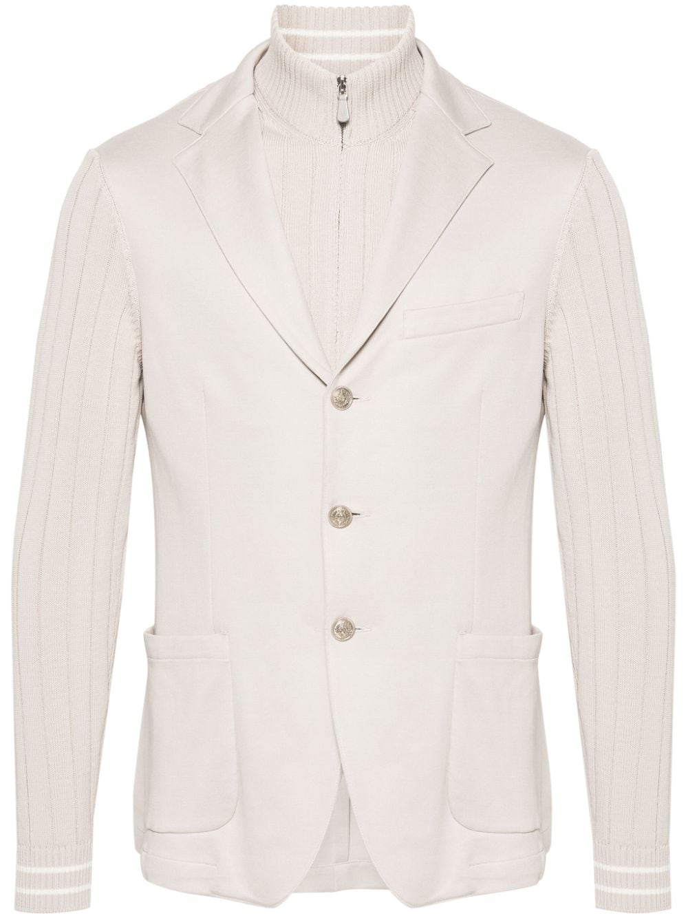 Eleventy layered knit-panels blazer - Neutrals von Eleventy