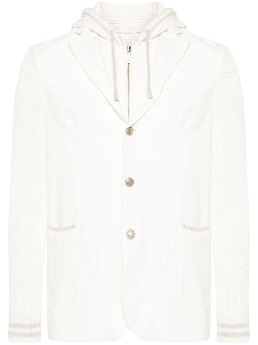 Eleventy ribbed-panelling single-breasted blazer - White von Eleventy