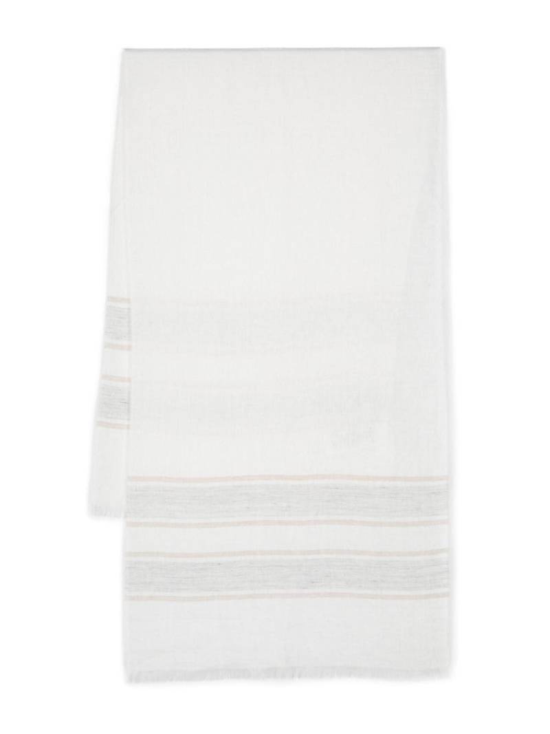 Eleventy striped linen scarf - White von Eleventy