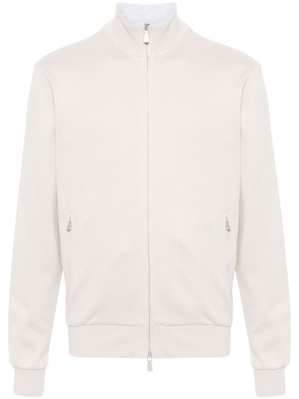 Eleventy zip-fastening cotton-blend jacket - Neutrals von Eleventy