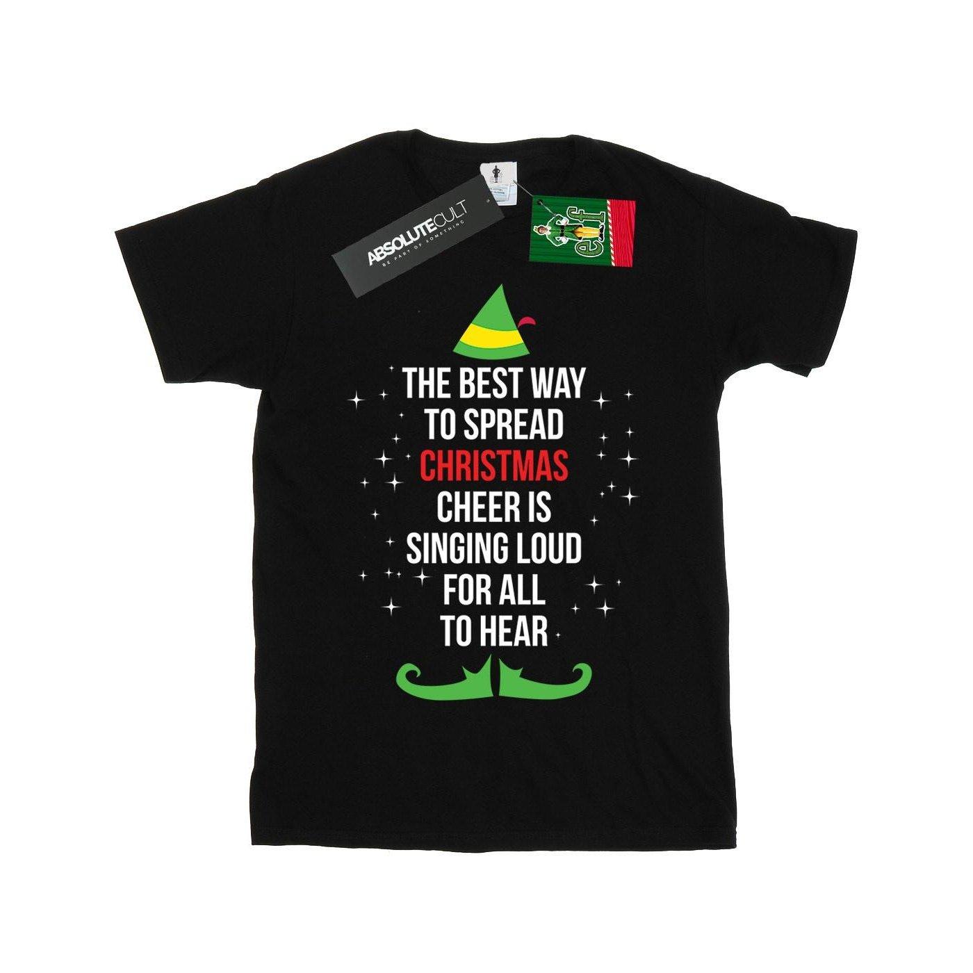 Christmas Cheer Text Tshirt Mädchen Schwarz 140/146 von Elf