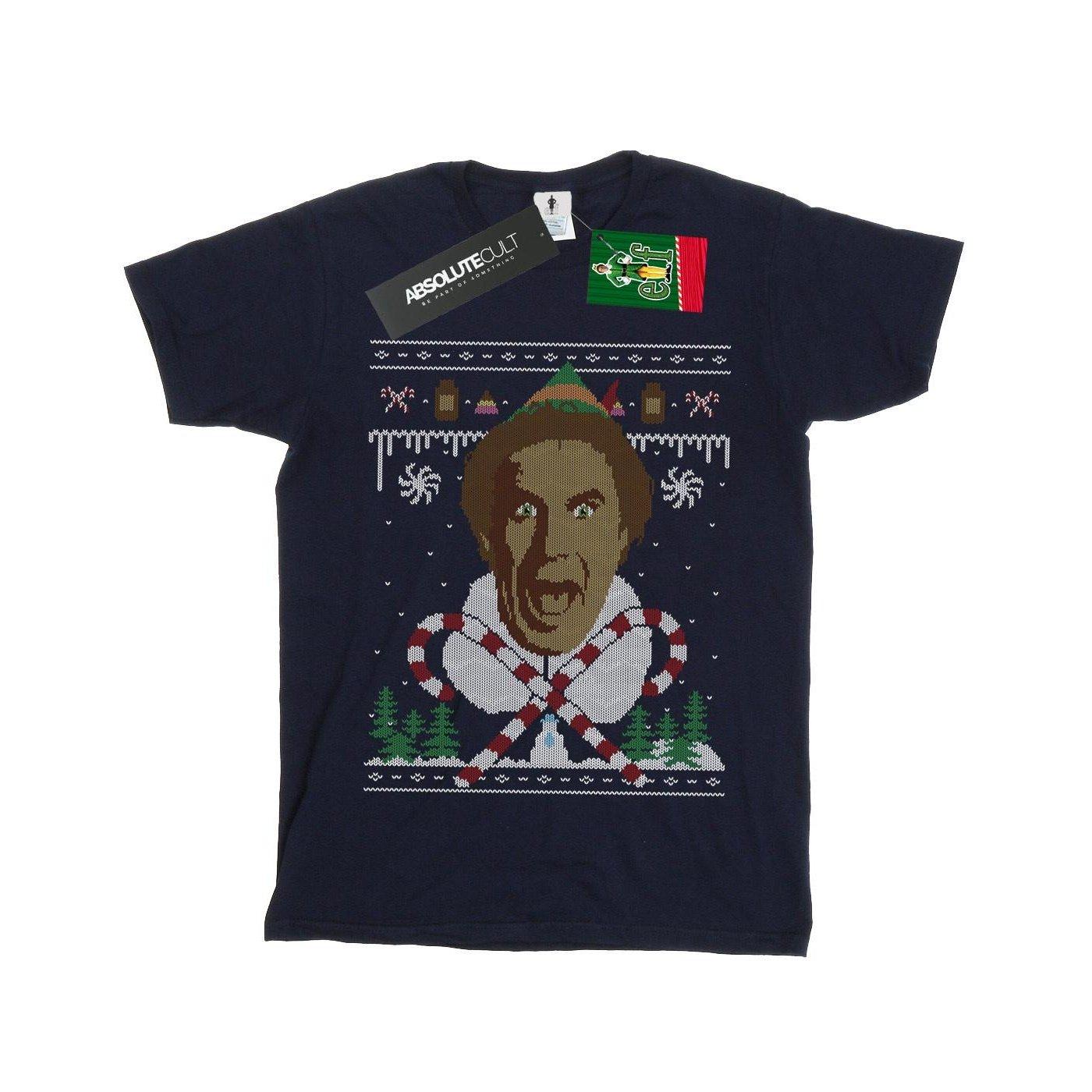 Christmas Fair Isle Tshirt Jungen Marine 116 von Elf