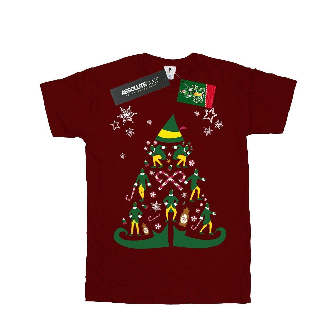 Christmas Tree Tshirt Jungen Weinrot 116 von Elf