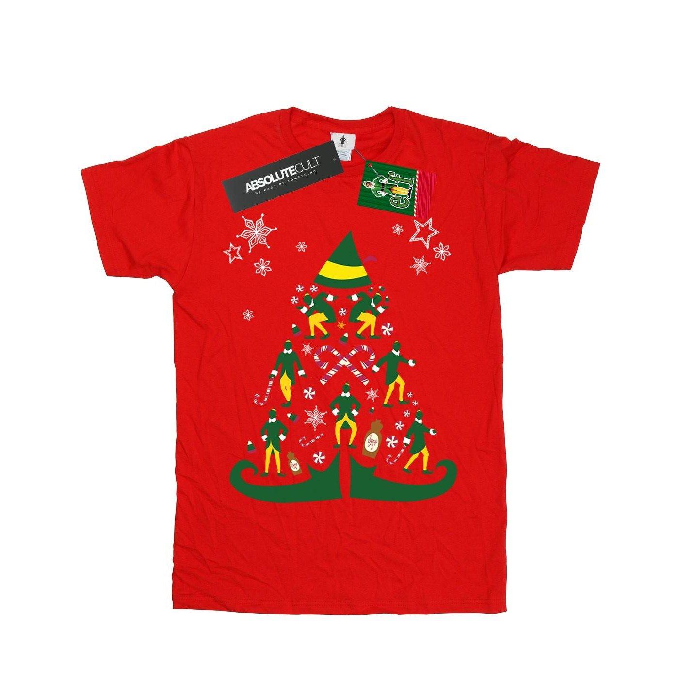 Christmas Tree Tshirt Mädchen Rot Bunt 140/146 von Elf