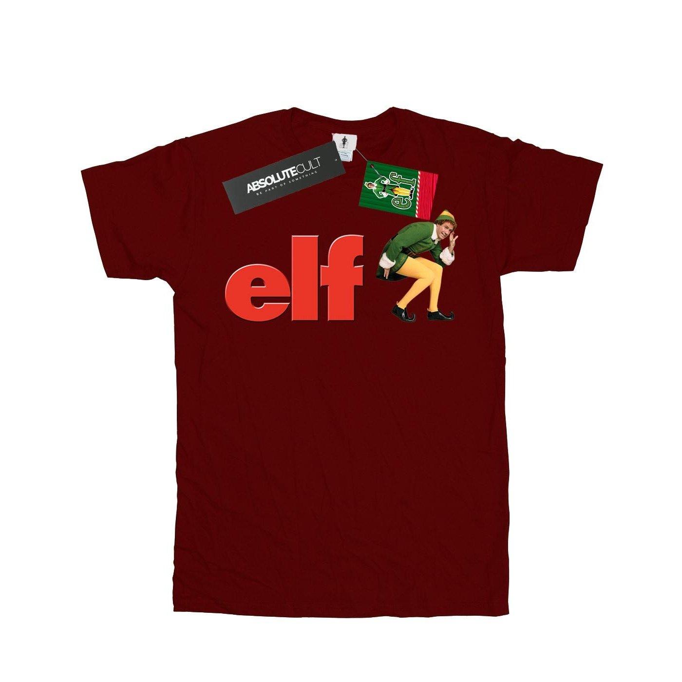 Crouching Logo Tshirt Mädchen Weinrot 128 von Elf