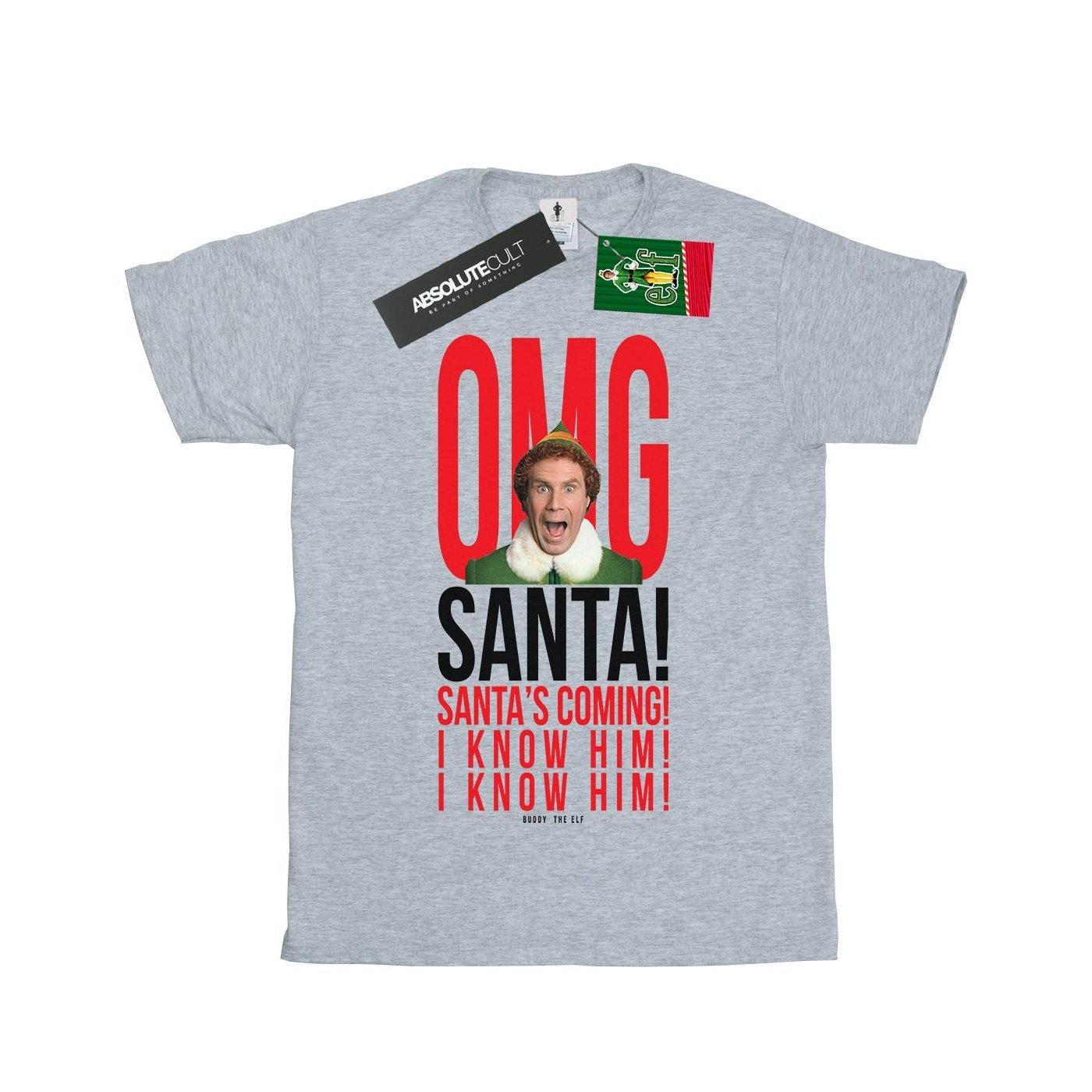 Omg Santa I Know Him Tshirt Mädchen Grau 116 von Elf