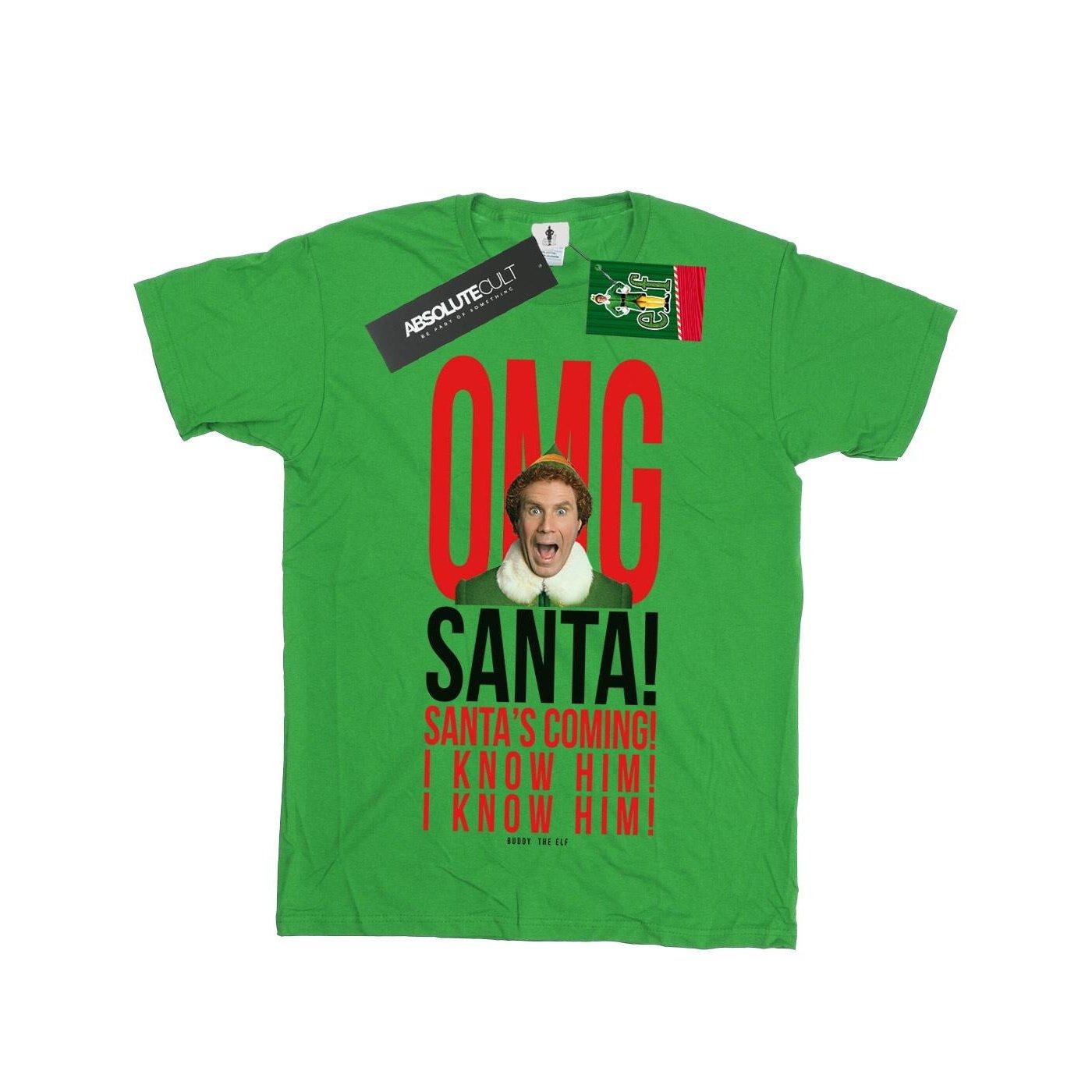 Omg Santa I Know Him Tshirt Mädchen Grün 152-158 von Elf