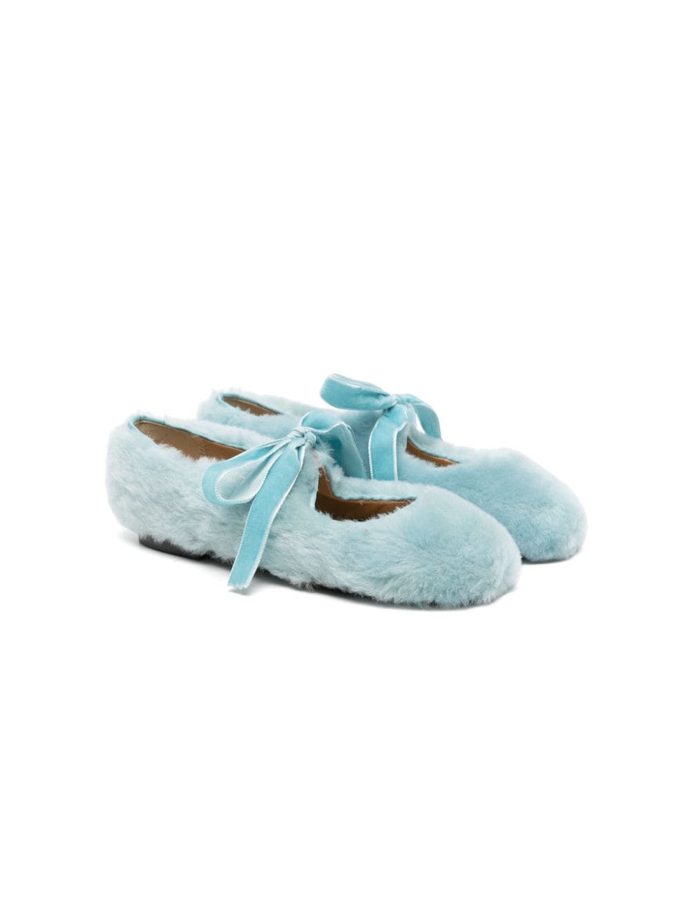 Eli1957 faux-fur lace-up ballerina shoes - Blue von Eli1957