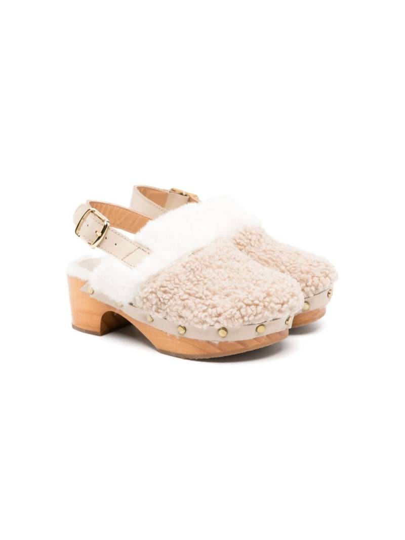 Eli1957 shearling-detailed slingback clogs - Neutrals von Eli1957