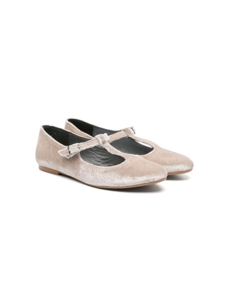Eli1957 velvet T-strap ballerina shoes - Neutrals von Eli1957