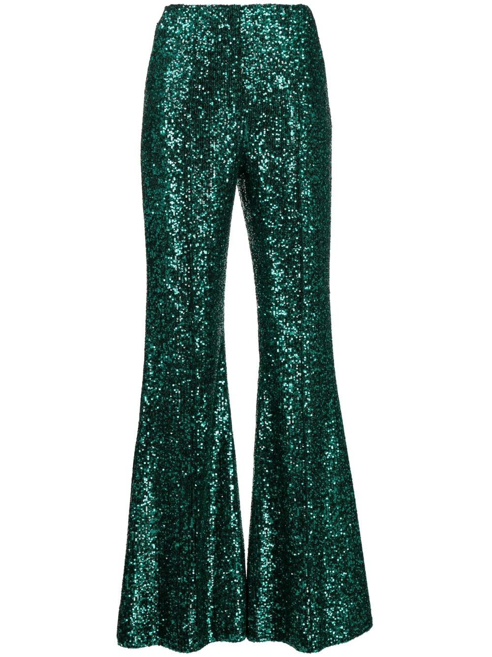 Elie Saab Full Paillettes Flare Pants - Green von Elie Saab