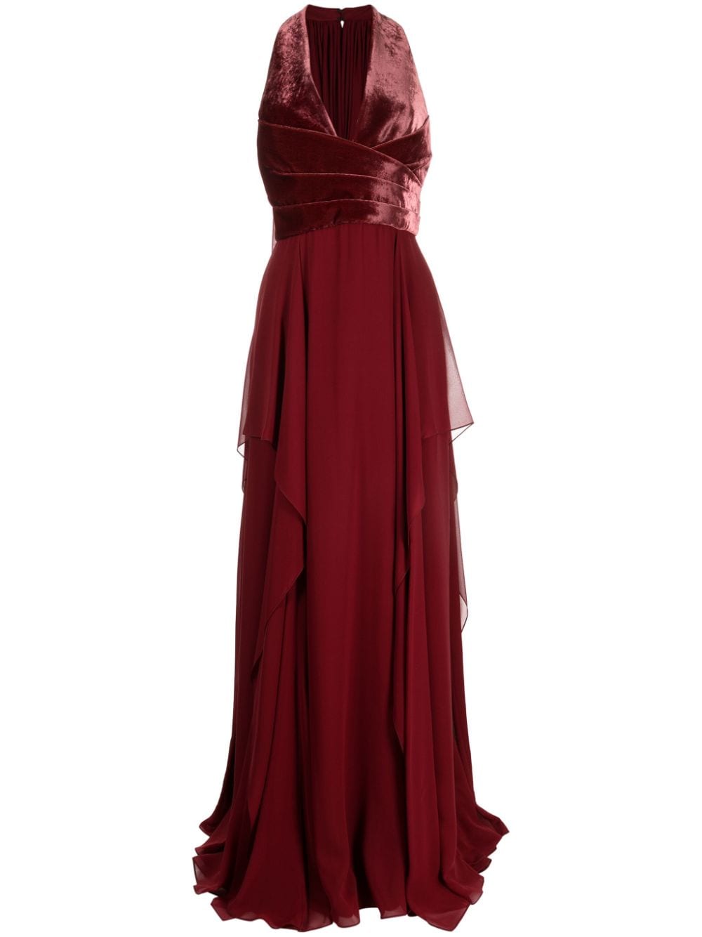 Elie Saab V-neck velvet silk gown - Red von Elie Saab