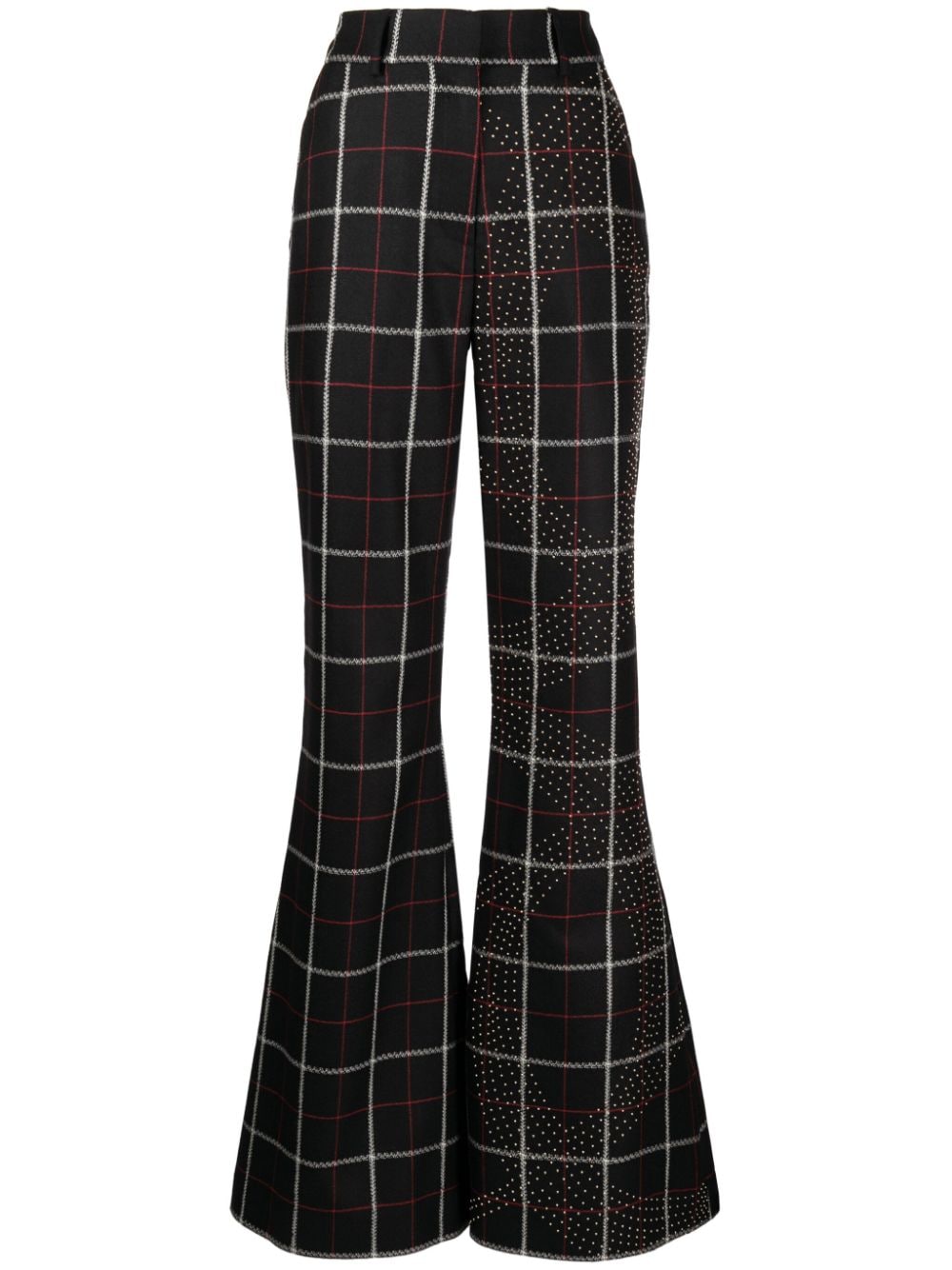 Elie Saab check-pattern stud-embellished flared trousers - Black von Elie Saab