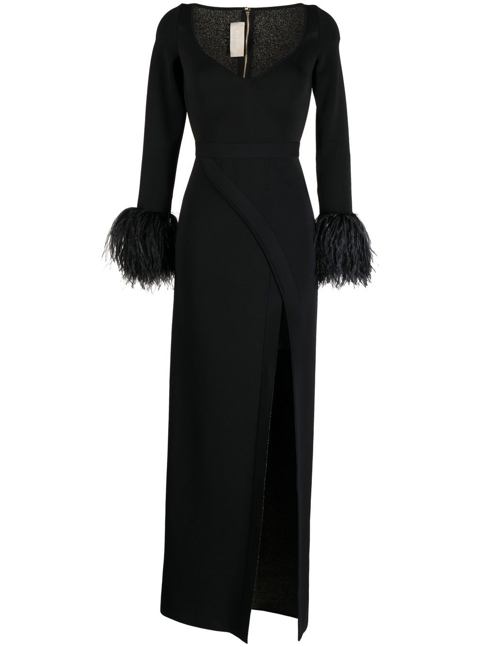 Elie Saab feather-trim gown - Black von Elie Saab