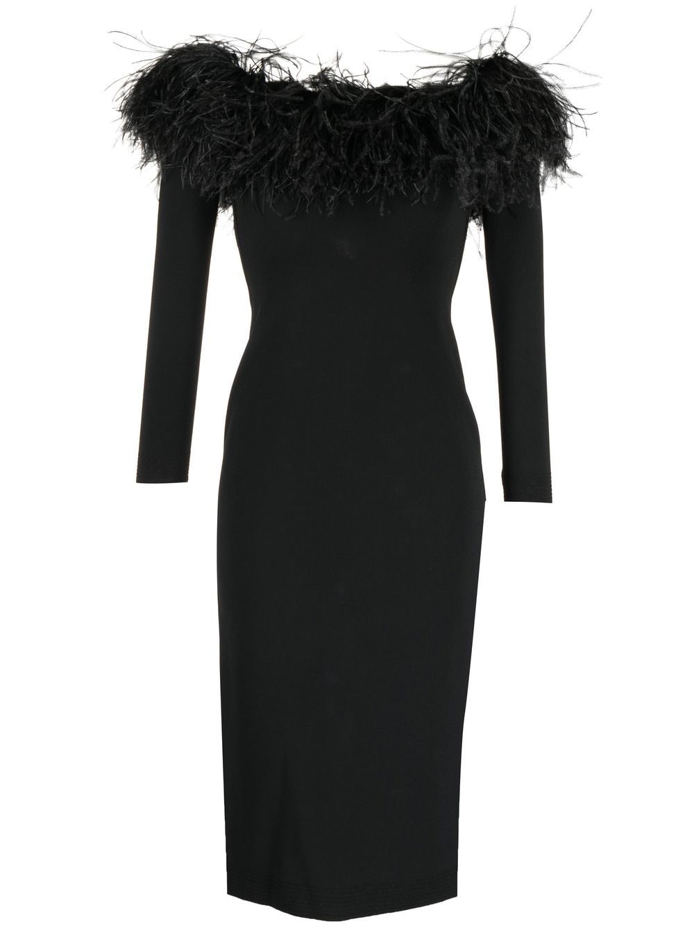 Elie Saab feather-trimmed off-shoulder dress - Black von Elie Saab