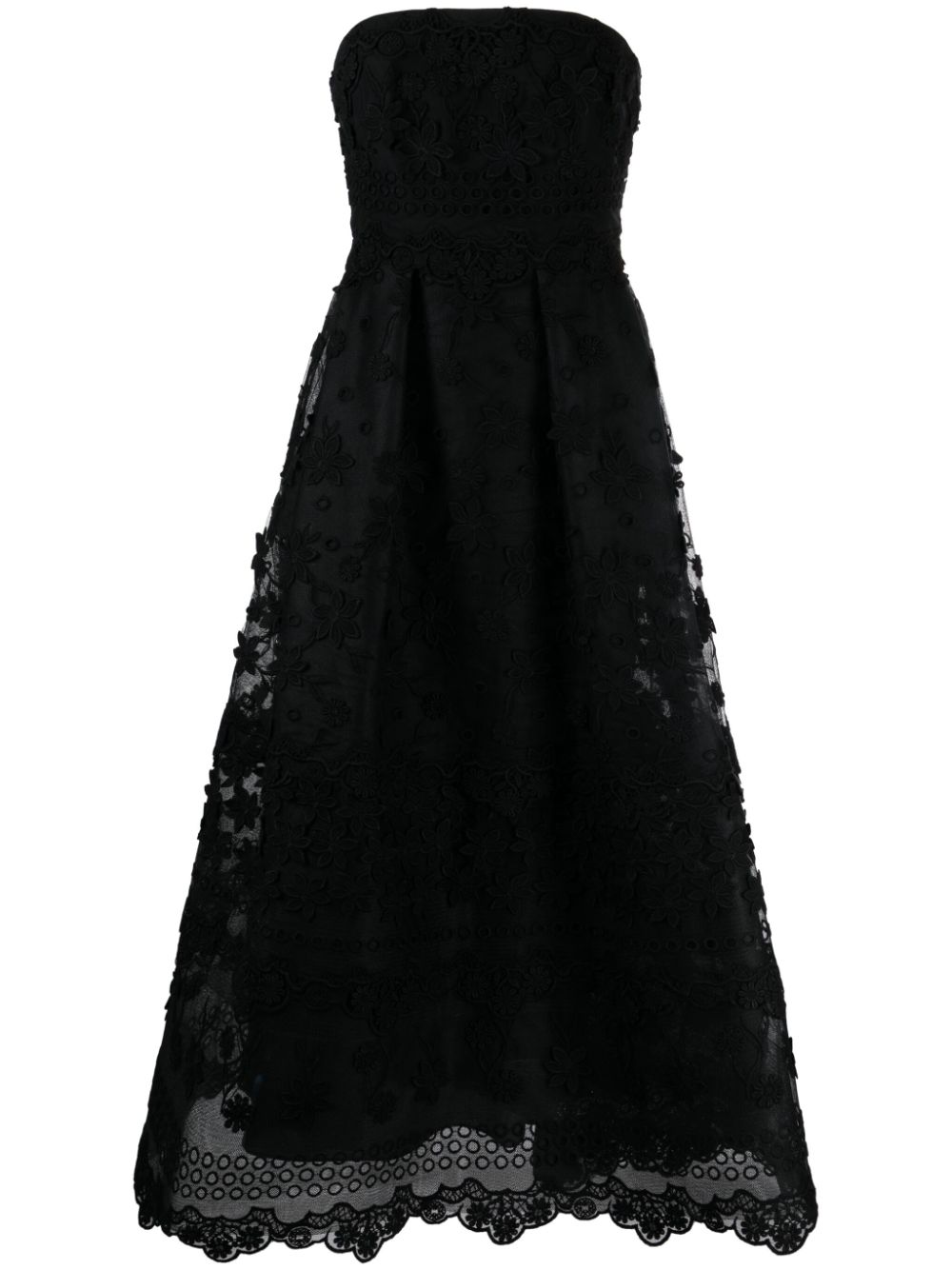 Elie Saab floral-appliqué strapless gown - Black von Elie Saab