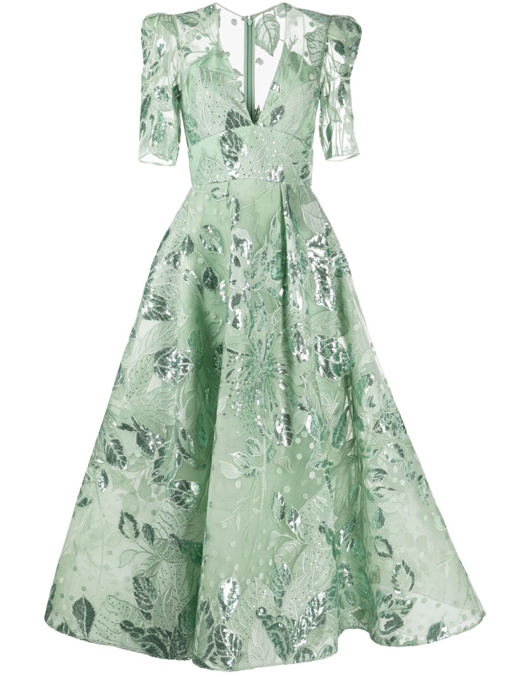 Elie Saab floral-embroidered tulle dress - Green von Elie Saab