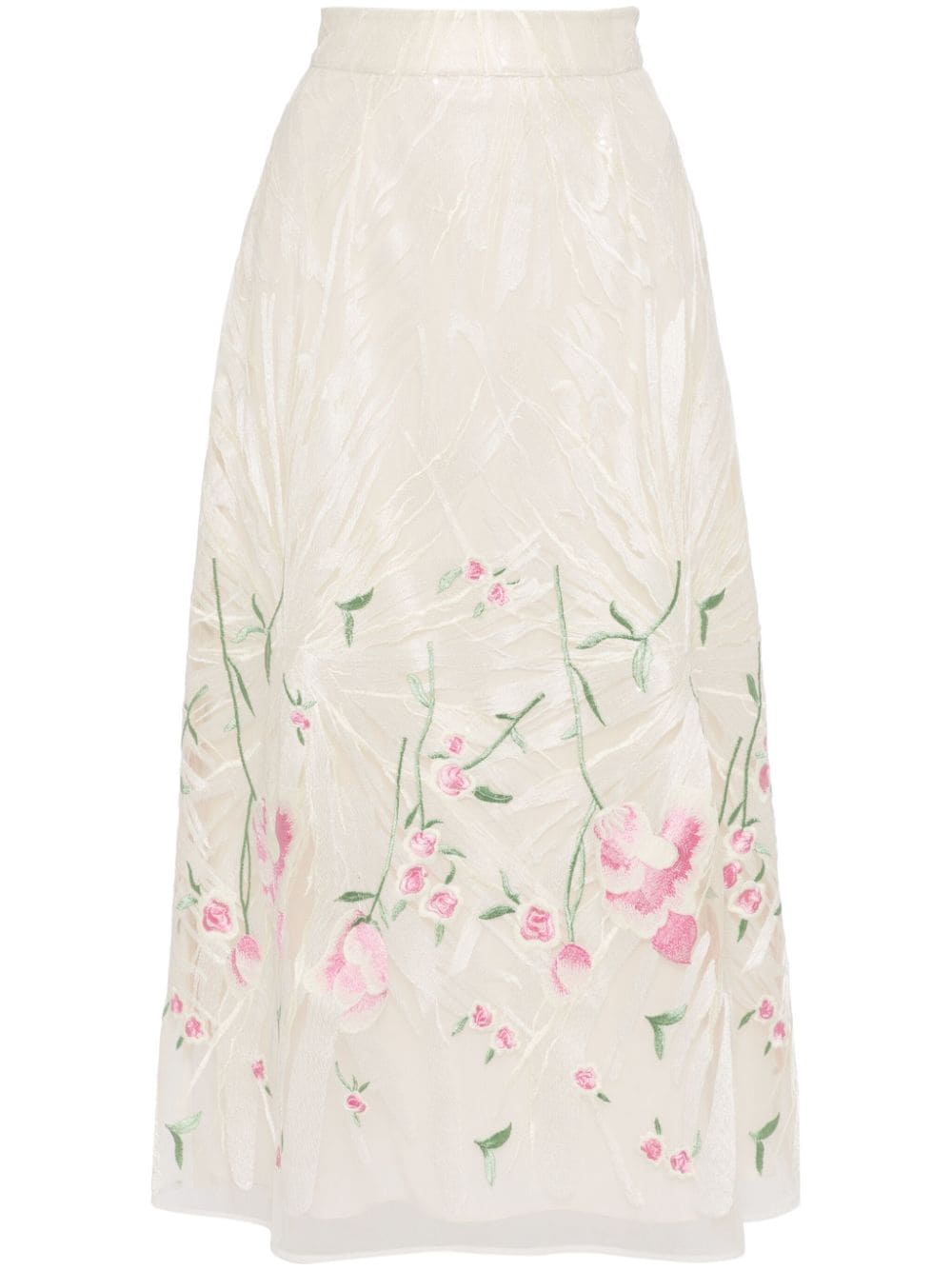 Elie Saab floral-embroidered tulle skirt - White von Elie Saab