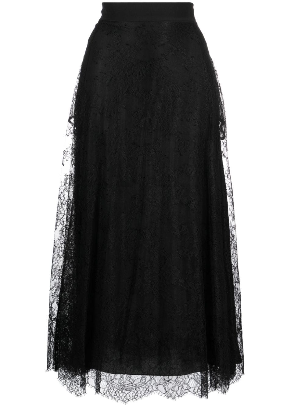 Elie Saab floral-lace midi skirt - Black von Elie Saab