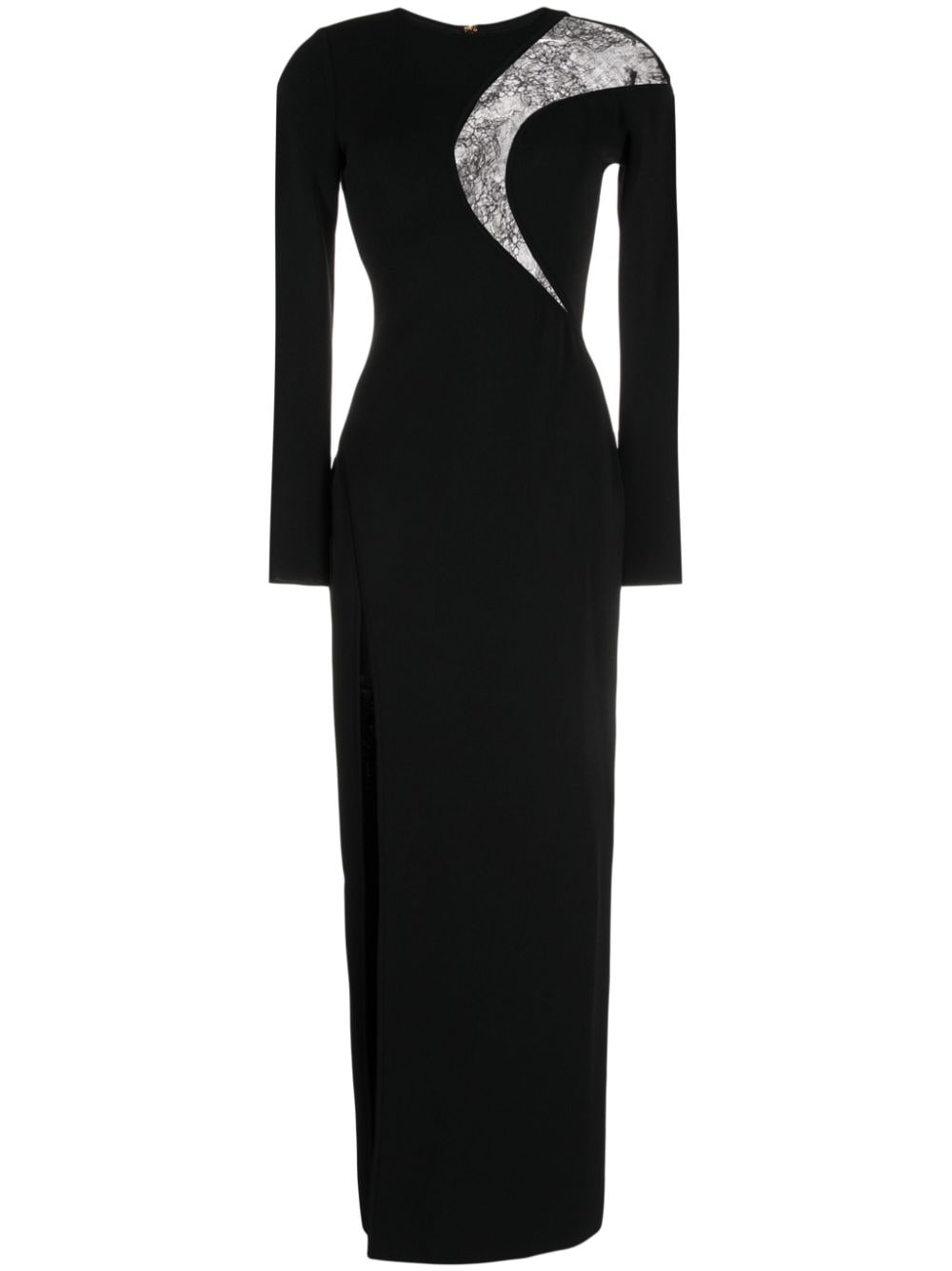 Elie Saab lace-detail knitted maxi dress - Black von Elie Saab