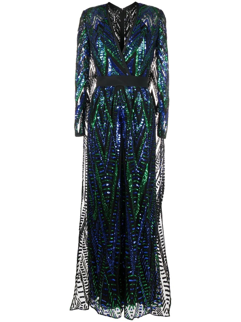 Elie Saab sequin-embellished cape jumpsuit - Green von Elie Saab