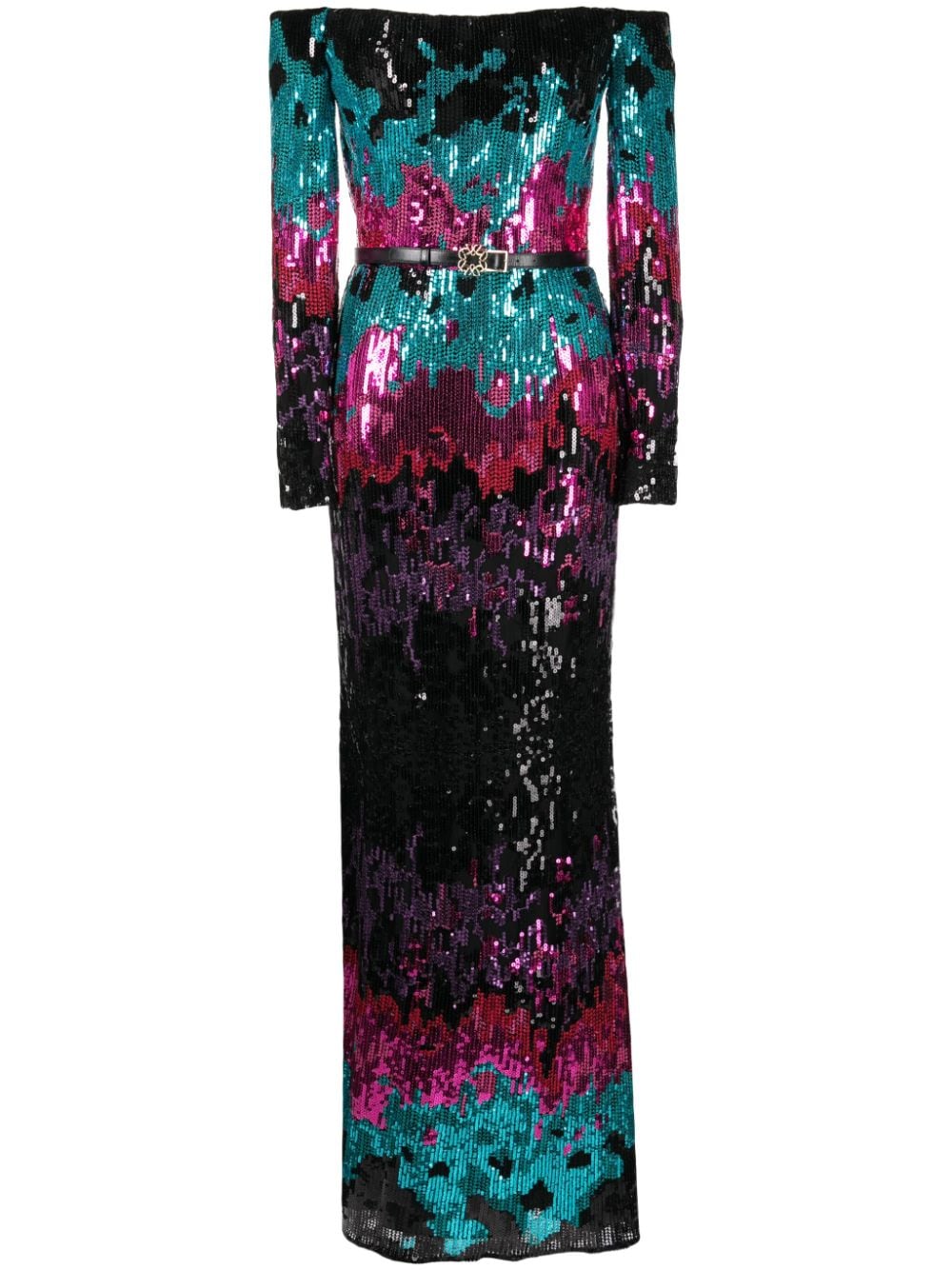 Elie Saab sequinned off-shoulder maxi dress - Multicolour von Elie Saab