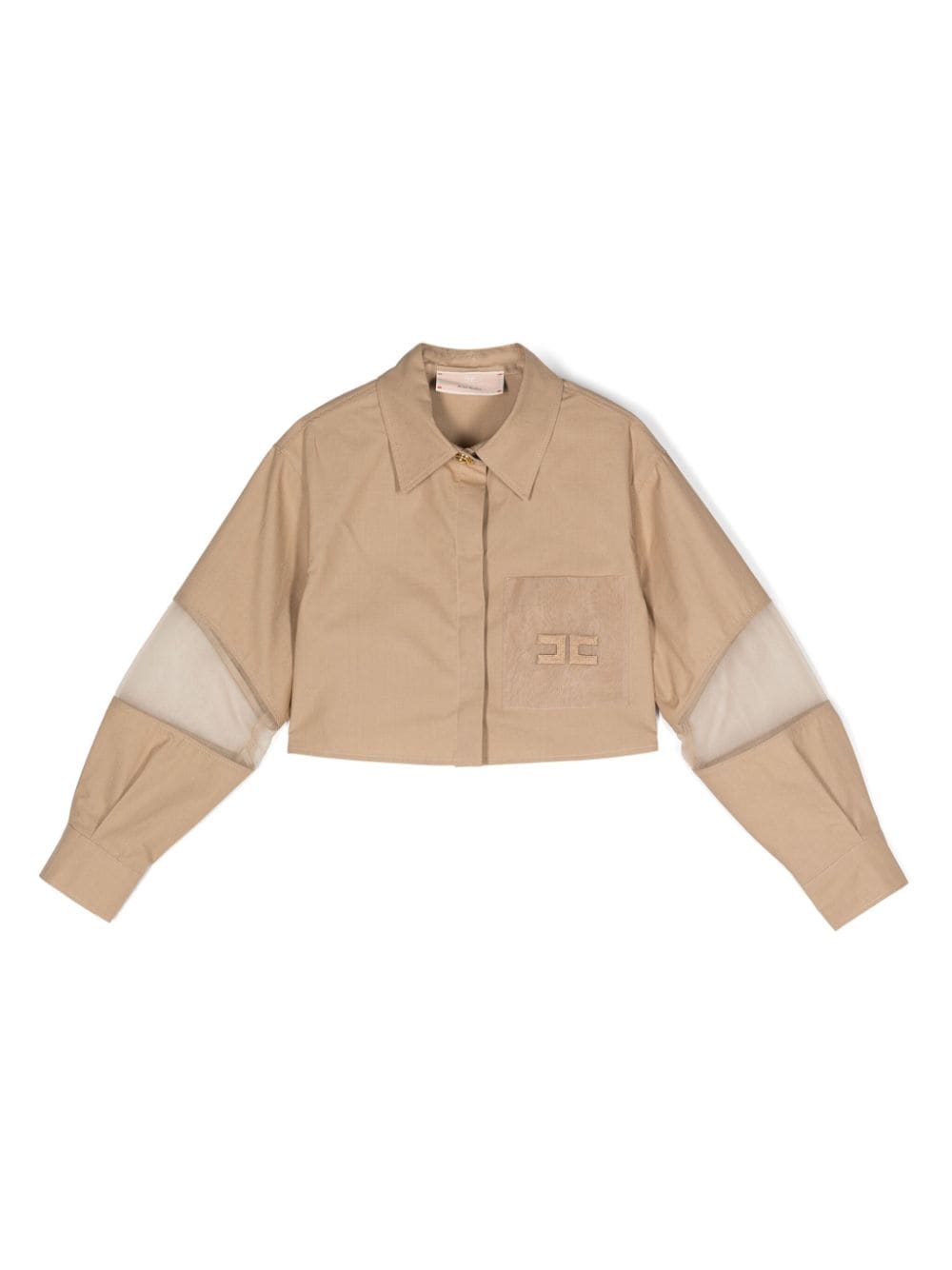 Elisabetta Franchi La Mia Bambina chiffon-panelled cropped shirt - Brown von Elisabetta Franchi La Mia Bambina