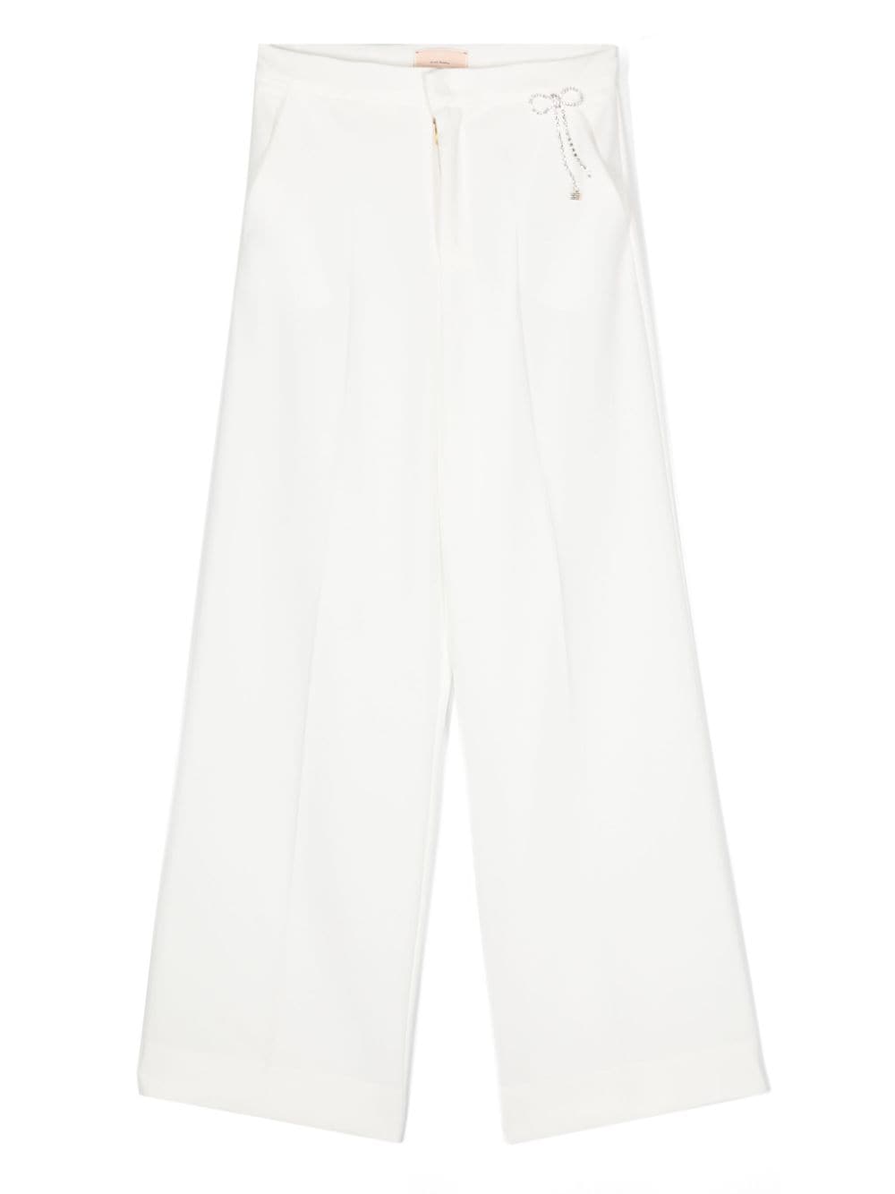 Elisabetta Franchi La Mia Bambina high-rise wide-leg trousers - White von Elisabetta Franchi La Mia Bambina