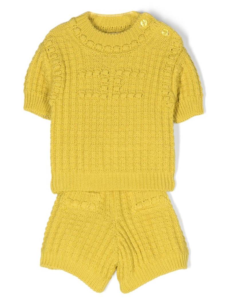 Elisabetta Franchi La Mia Bambina knitted cotton shorts set - Yellow von Elisabetta Franchi La Mia Bambina
