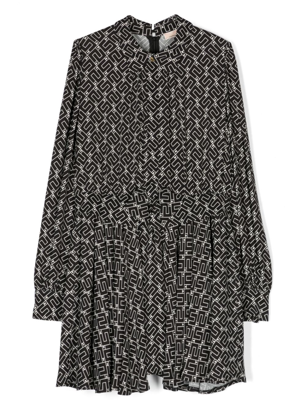 Elisabetta Franchi La Mia Bambina monogram-pattern long-sleeved dress - Black von Elisabetta Franchi La Mia Bambina