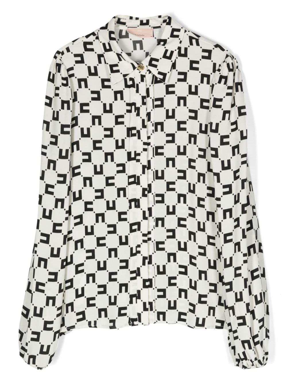 Elisabetta Franchi La Mia Bambina monogram-print crepe shirt - Neutrals von Elisabetta Franchi La Mia Bambina