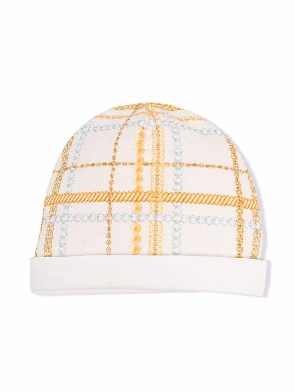 Elisabetta Franchi La Mia Bambina plaid-check print beanie - White von Elisabetta Franchi La Mia Bambina