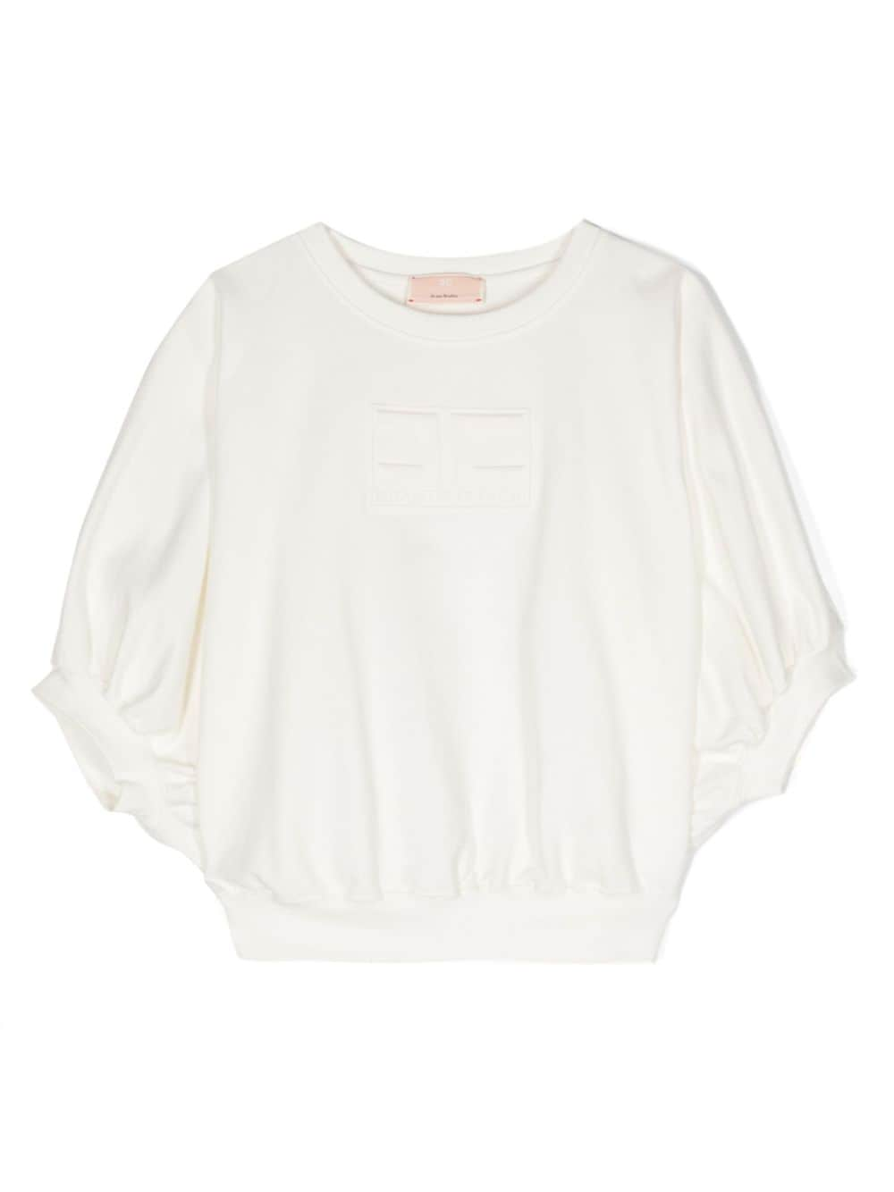 Elisabetta Franchi La Mia Bambina raised-logo cotton sweatshirt - White