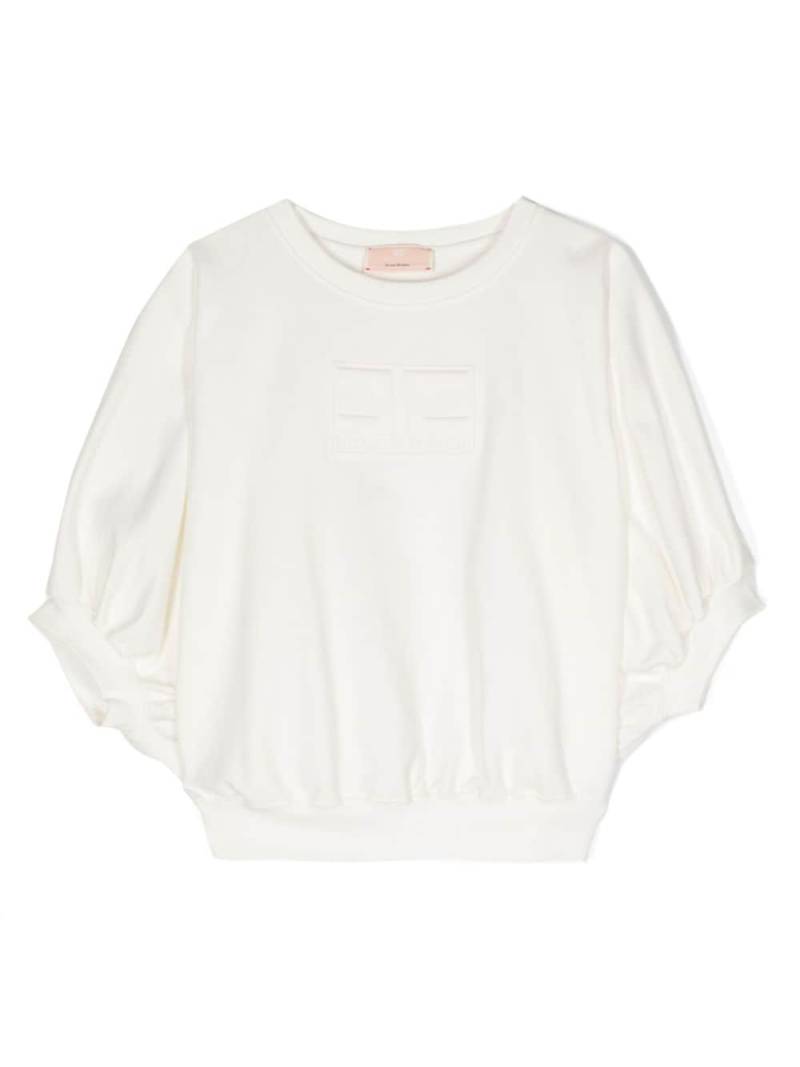Elisabetta Franchi La Mia Bambina raised-logo cotton sweatshirt - White von Elisabetta Franchi La Mia Bambina