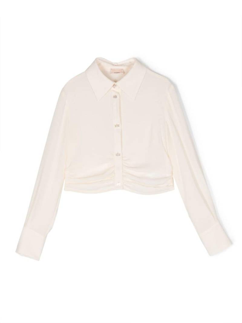 Elisabetta Franchi La Mia Bambina rhinestone-embellished draped shirt - Neutrals von Elisabetta Franchi La Mia Bambina