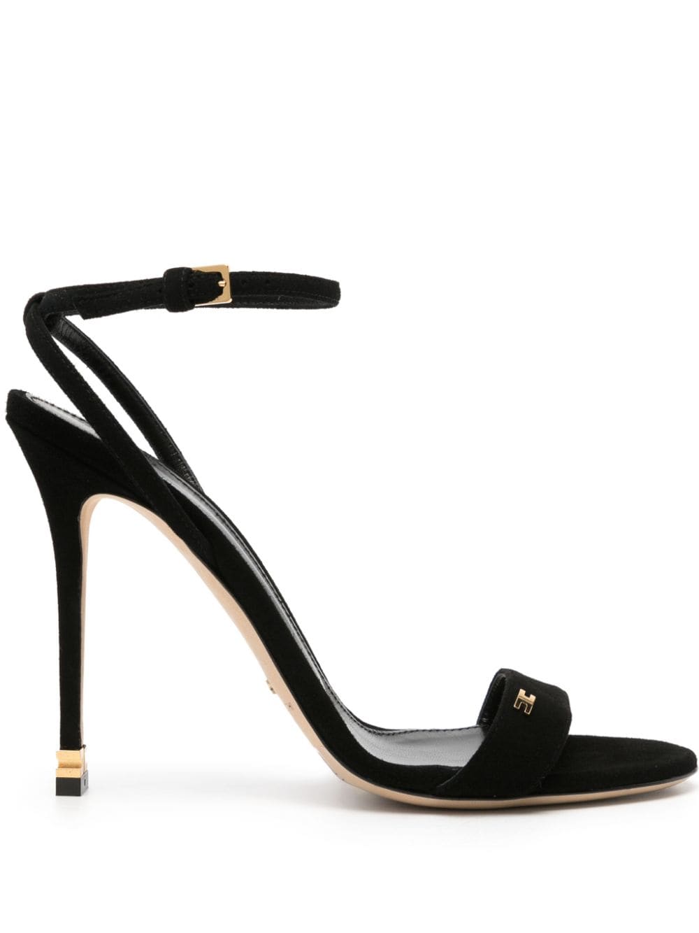 Elisabetta Franchi 105mm metal-logo suede sandals - Black von Elisabetta Franchi