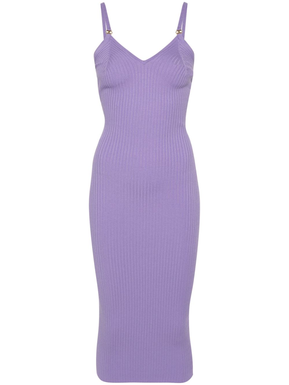 Elisabetta Franchi V-neck ribbed midi dress - Purple von Elisabetta Franchi