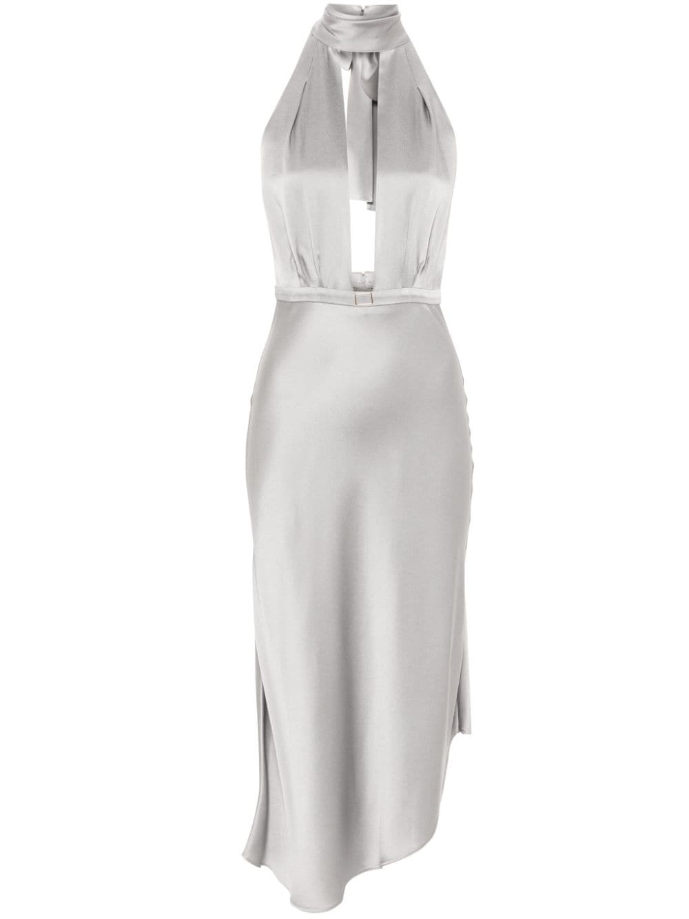 Elisabetta Franchi asymmetric satin midi dress - Grey von Elisabetta Franchi