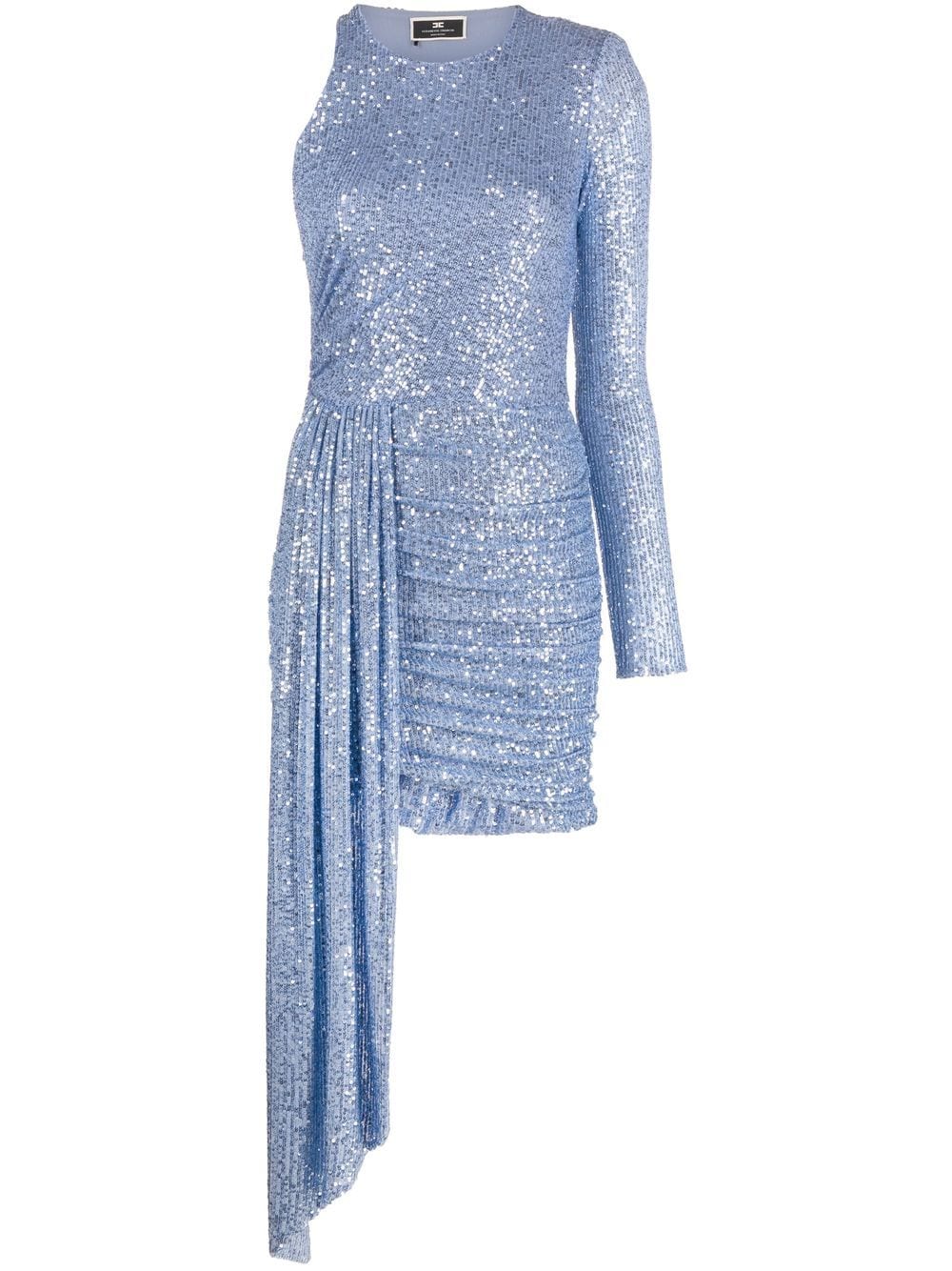 Elisabetta Franchi asymmetric sequinned dress - Blue von Elisabetta Franchi