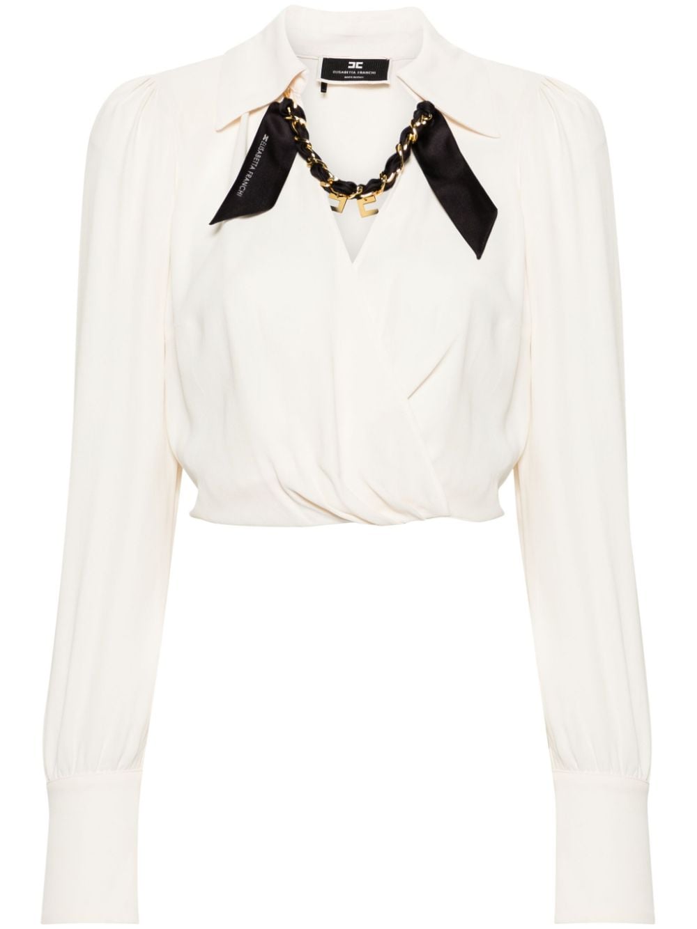 Elisabetta Franchi chain-detail wrap blouse - Neutrals von Elisabetta Franchi