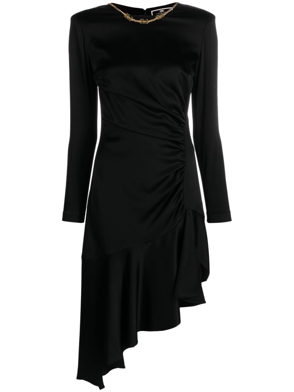 Elisabetta Franchi chain-embellished asymmetric crepe dress - Black von Elisabetta Franchi