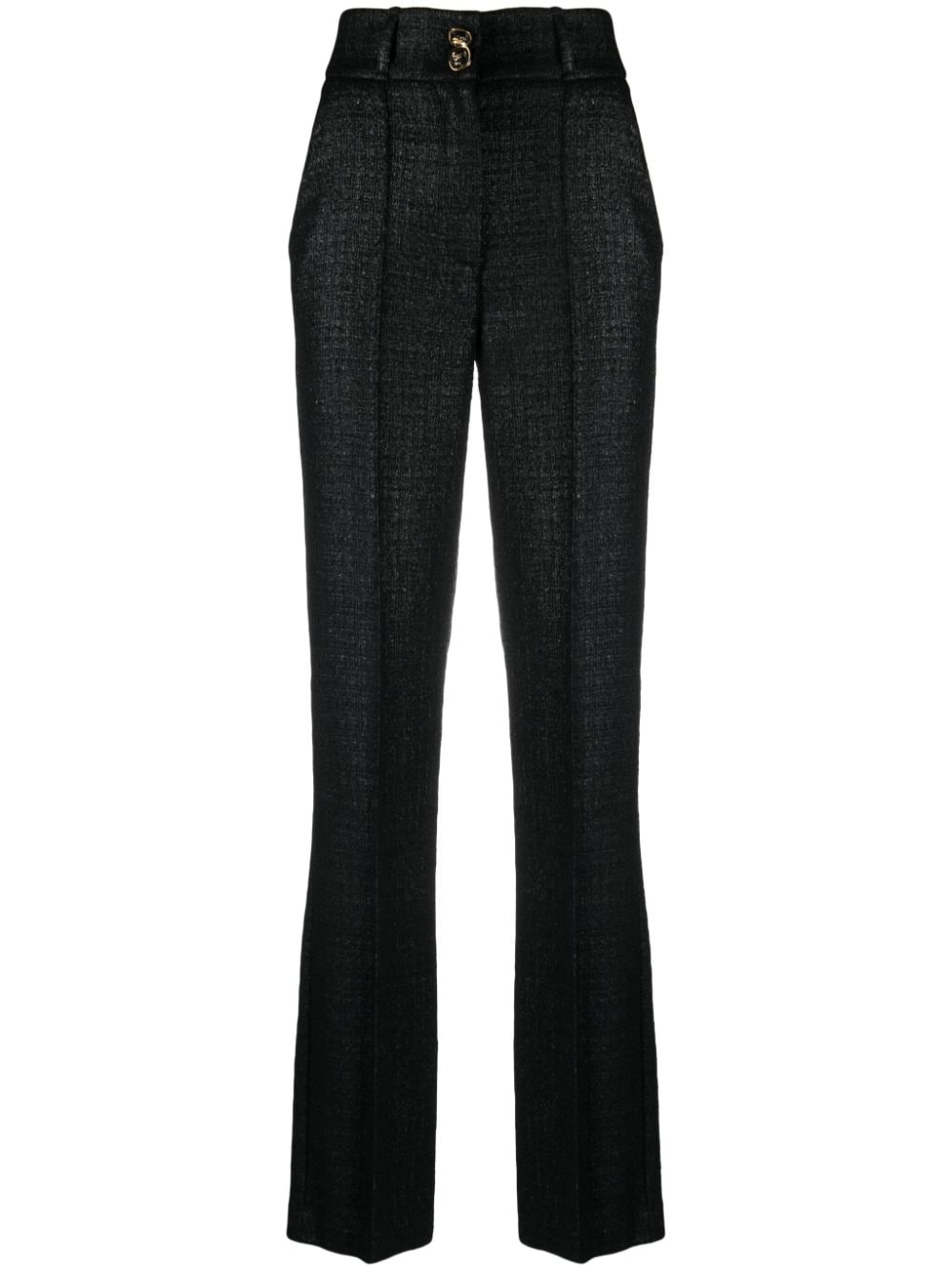 Elisabetta Franchi crepe-texture high-waist trousers - Black von Elisabetta Franchi