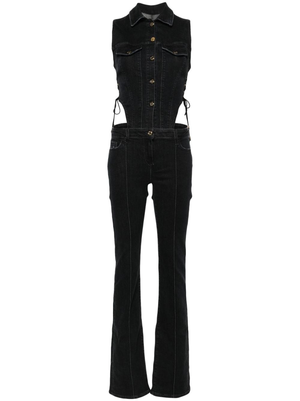 Elisabetta Franchi cut-out denim jumpsuit - Black von Elisabetta Franchi