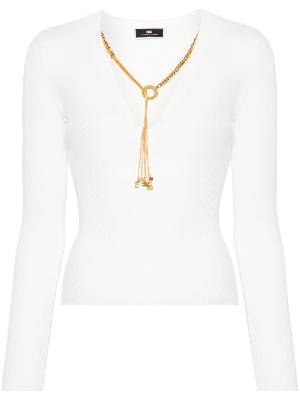 Elisabetta Franchi detachable-necklace ribbed jumper - Neutrals von Elisabetta Franchi