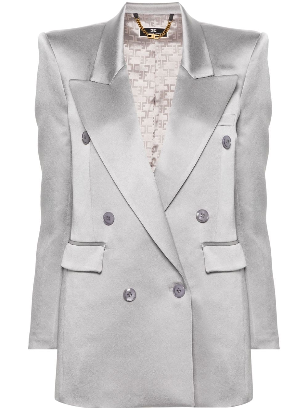 Elisabetta Franchi double-breasted satin blazer - Grey von Elisabetta Franchi